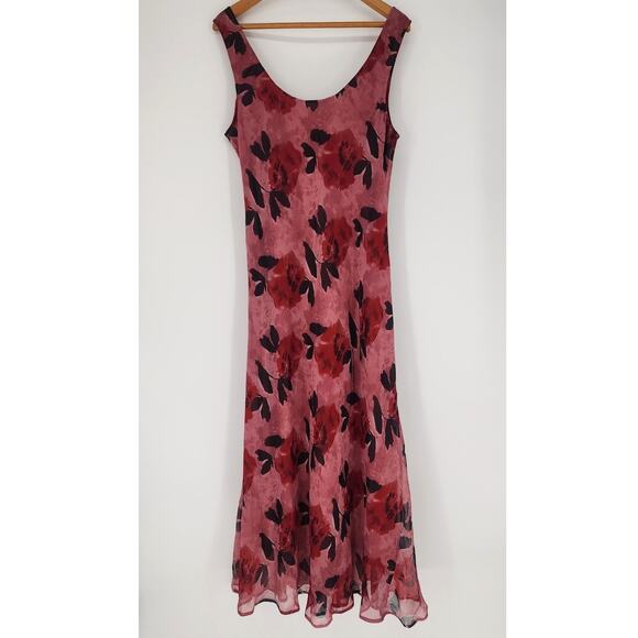 ASOS Design Sleeveless Rose Print Midi Dress Pink/Red US 12 (UK 16, EU 44) NWOT - Picture 2 of 13